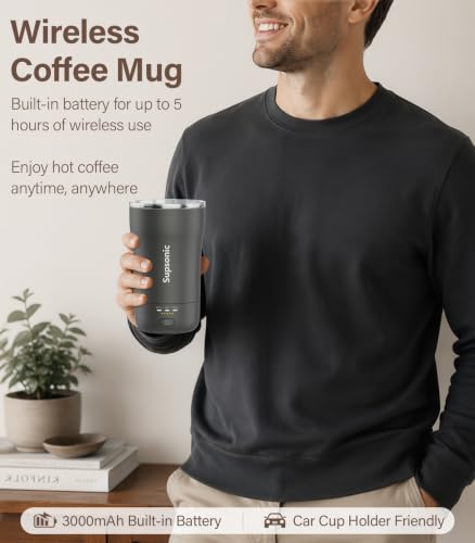 Supsonic Space Gray 14oz Heated Smart Coffee Mug with Temperature Control