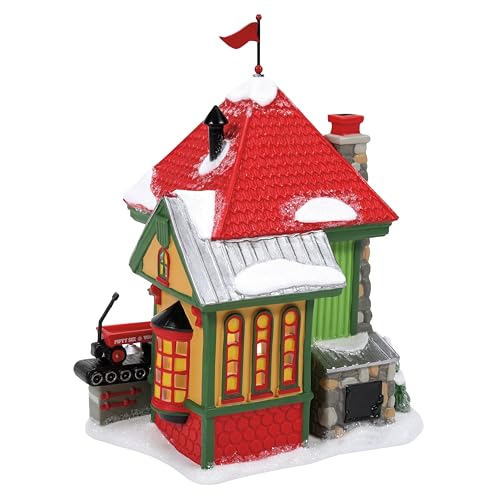 Department 56 North Pole Fifty-Six Wagon Factory Lit Building – Handcrafted Porcelain Christmas Village