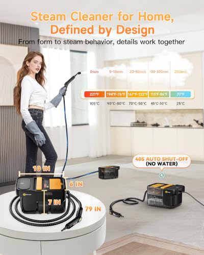 Portable Steam Cleaner with 18 Accessories - 2.11 Qt Tank, 3-Level Control