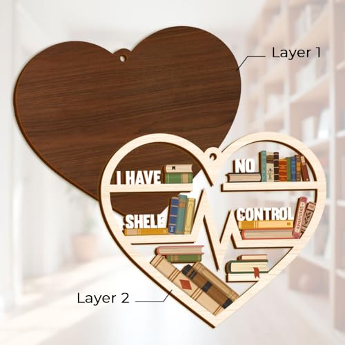 Musemory Book Lover Christmas Ornament - Bookish Heart Decoration - Funny Bookworm Gift - Variation: Book