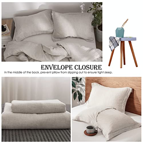 100% French Washed Linen Duvet Cover Set - 3 Piece King Farmhouse Bedding