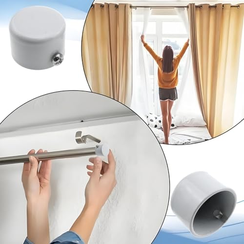 Metal Curtain Rod Finials, 1.1-Inch Round End Caps for Rods (4 Pack)