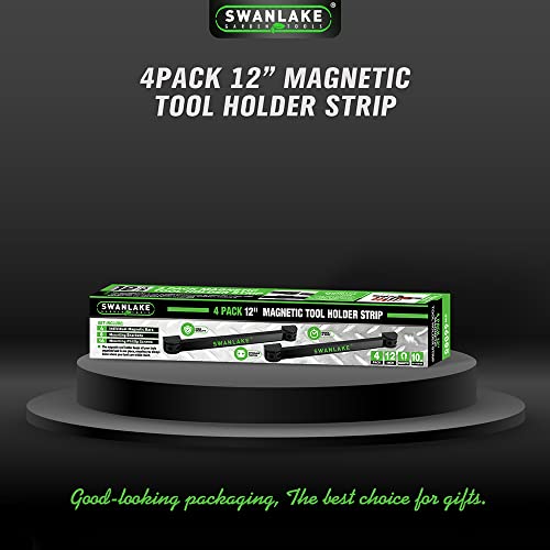 4-Piece 12-Inch Magnetic Tool Holder Wall Mount Storage Rack