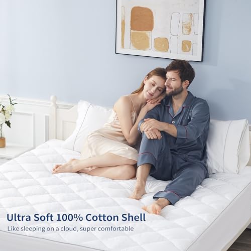 Sunflower Queen Mattress Pad - Soft Quilted Cotton, Extra Deep Pocket