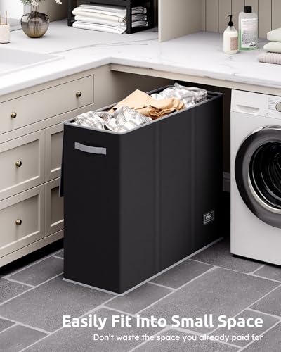 3-Section Laundry Hamper with Removable Bags & Lid, 180L Large Sorter