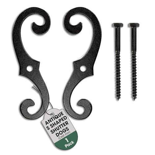 6.5-Inch Cast Iron S-Style Shutter Dogs - Rust-Resistant Tiebacks (Pair)