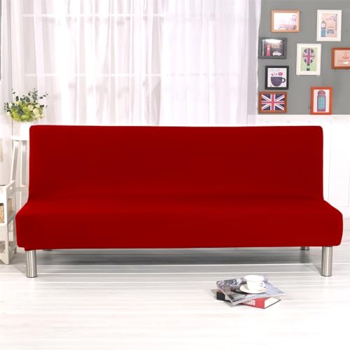 High Stretch Armless Futon Cover Slipcover, Machine Washable Red