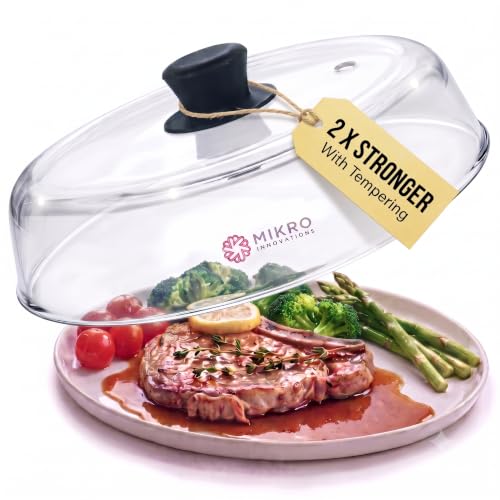 10.5-Inch Borosilicate Glass Microwave Splatter Cover with Silicone Handle