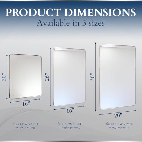 16x26 Rounded Rectangle Recessed Bathroom Medicine Cabinet, Black Steel