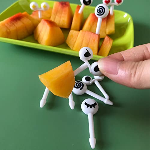 HYMAOME 20pcs Kids Bento Box Fruit Picks Eye Design for Lunchbox, 2" Cute Food Toothpicks