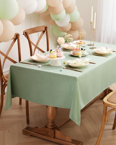 Sage Green Rectangle Tablecloth - 52 x 70 Inch Waterproof Table Cloth