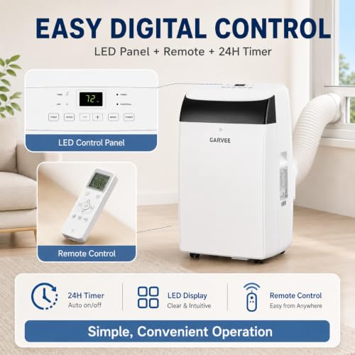 14000 BTU Portable Air Conditioner - 4-in-1 Cooling, Fan, Dehumidifier, Sleep Mode