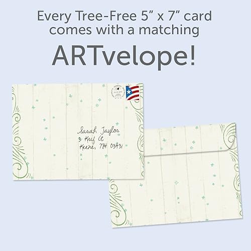 Christmas & New Year Greeting Card with Matching Envelope - 5x7 Holiday Design - Made in USA