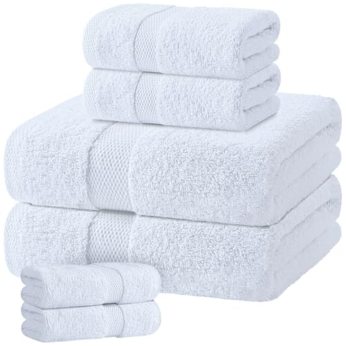 6-Piece 100% Cotton Bath Towel Set - 650GSM Soft & Highly Absorbent