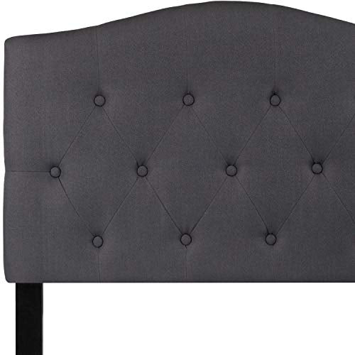 Twin Tufted Fabric Upholstered Headboard in Dark Gray with Adjustable Rails
