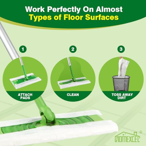 Dry Sweeping Cloth Refills for Floor Cleaning - Disposable Pads (64 Count)