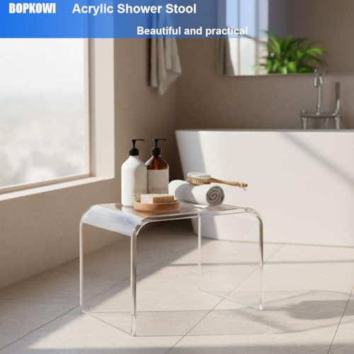Clear Acrylic Step Stool, Modern U-Shaped Bathroom Stool, 250lb Capacity