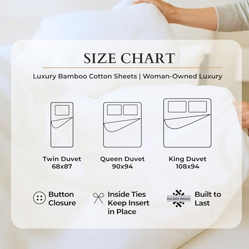 Twin Size Duvet Cover - Soft Bamboo-Cotton Blend, Button Closure