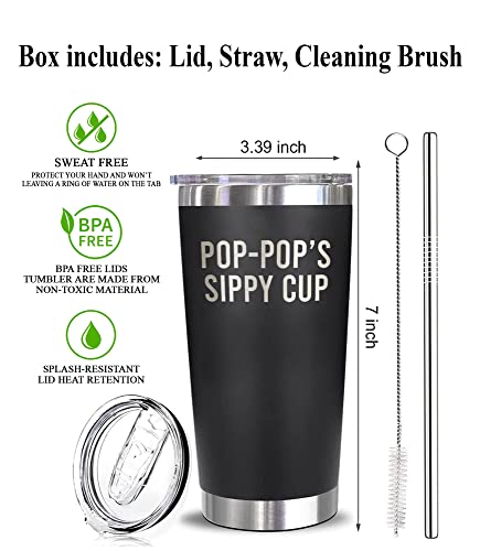 20oz Pop-Pop Sippy Cup Travel Tumbler - Laser Engraved stainless steel