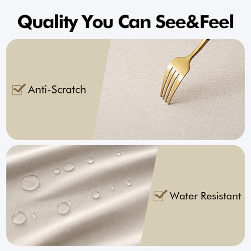 60-Inch Round Faux Linen Tablecloth - Waterproof & Stain Resistant