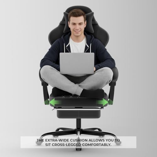 Ergonomic Gaming Chair with Lumbar Massage and Adjustable Recline