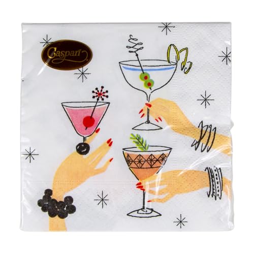 Caspari Aperitivo Cocktail Napkins - 20 Pack, Triple-Ply, Artistic Design