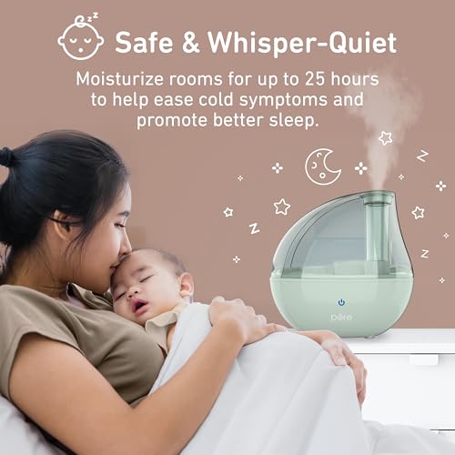 Ultrasonic Cool Mist Humidifier and Soft Glow Night Light for Nursery