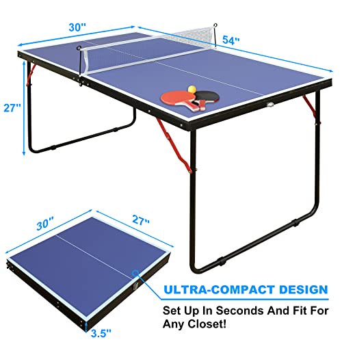 4.5ft Foldable Ping Pong Table Set - Portable Table Tennis with Net & Paddles