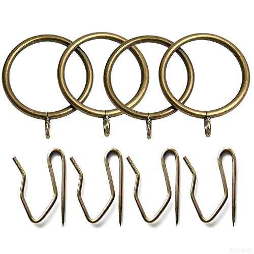 Metal Curtain Rings with Hooks, 1.5-Inch Drapery Rings Set - 52 Piece