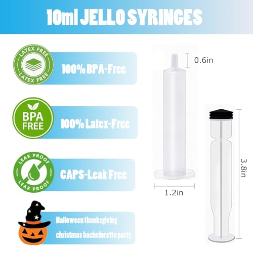 Euoloar 125 Pack 10ml Reusable BPA-Free Syringes for Party Desserts, Jelly & Pudding - Halloween, Christmas, Birthday Supplies