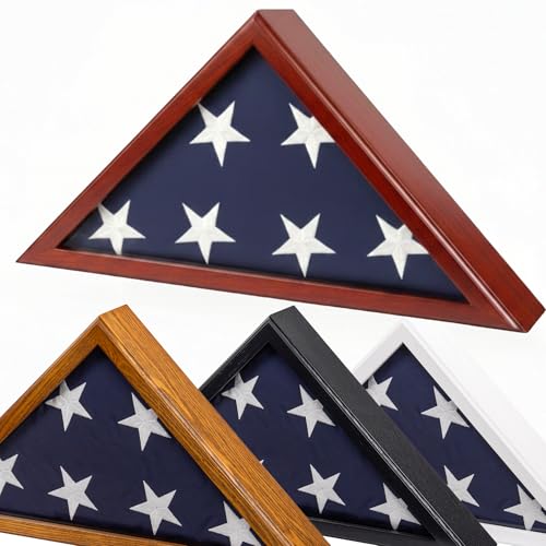 Solid Wood Memorial Flag Display Case for 5x9.5 Foot Burial Flag - Mahogany