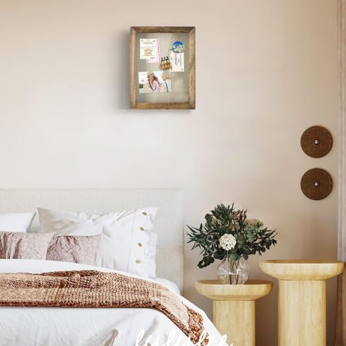 8x10 Rustic Wood Shadow Box Frame with Magnetic Door and Linen Back
