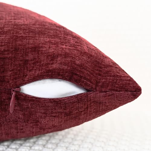 20x20 Inch Burgundy Decorative Couch Throw Pillow Covers Set of 2