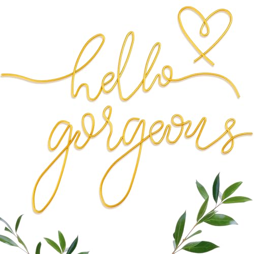 Hello Gorgeous Metal Wall Art - 3-Piece Gold Minimalist Script Decor Set