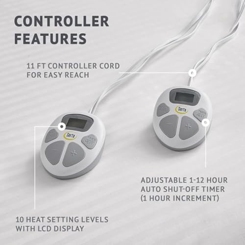 Waterproof Heated Mattress Pad King Size - Dual Controller, 10 Heat Settings