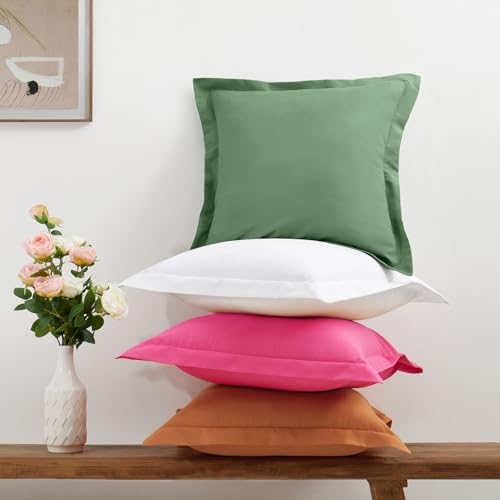 White Microfiber Throw Pillow Covers - 20 x 20 Inches, Set of 2