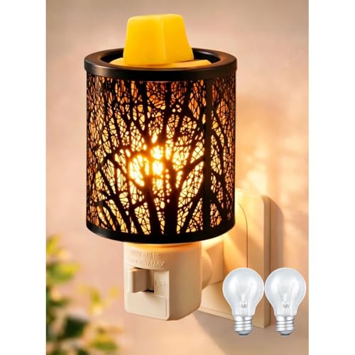 Plug-In Metal Wax Melt Warmer with Tree Design and Spare Bulb