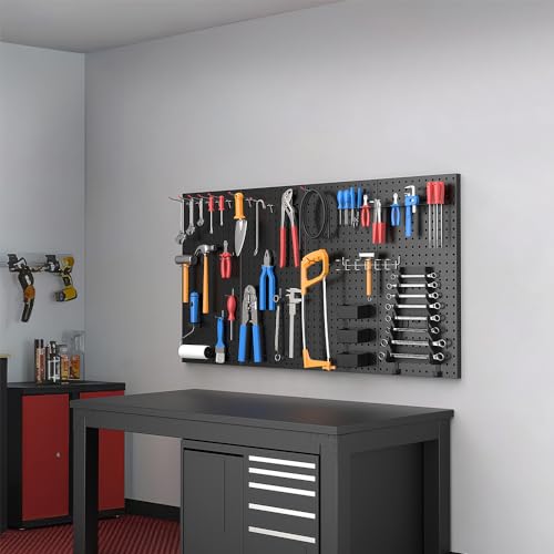 4 Pcs Metal Pegboard Wall Panels for Garage Tool Storage System