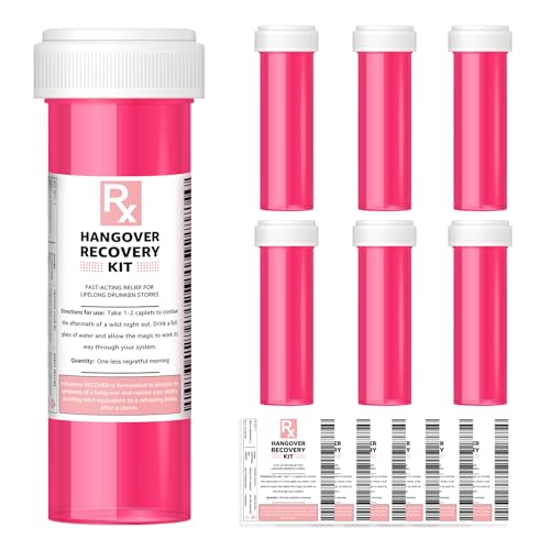 6-Pack Pink Empty Pill Bottles for DIY Hangover Kits - Bachelorette Favors