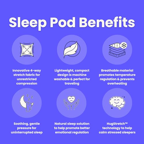 Hooded Sleep Pod Wearable Blanket, Cooling Sensory Swaddle, Grey Medium