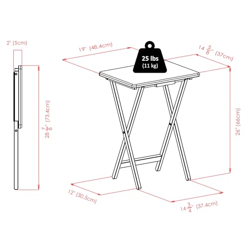 2-Piece Foldable Snack Table Set, 26-Inch Portable TV Tray Tables