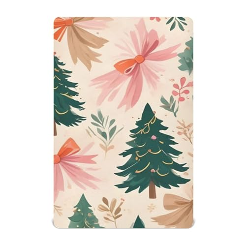 Hezely Medium Crib Sheet Set 1 Pack - 100% Cotton Fitted Crib & Toddler Mattress (Christmas Tree Bow)