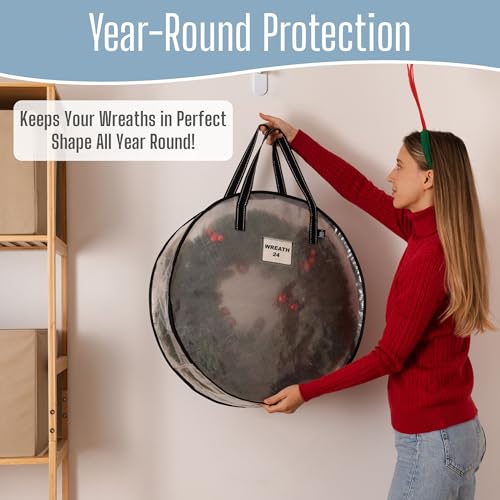 Clear Wreath Storage Container 24 Inch 2 Pack Garland Organizer