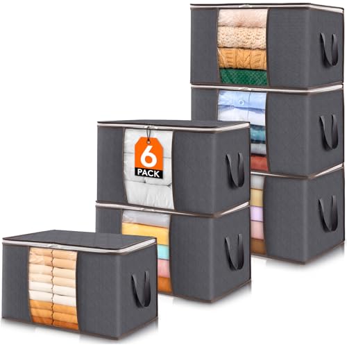 6 Pack Clothes Storage Bins with Lids and Clear Window