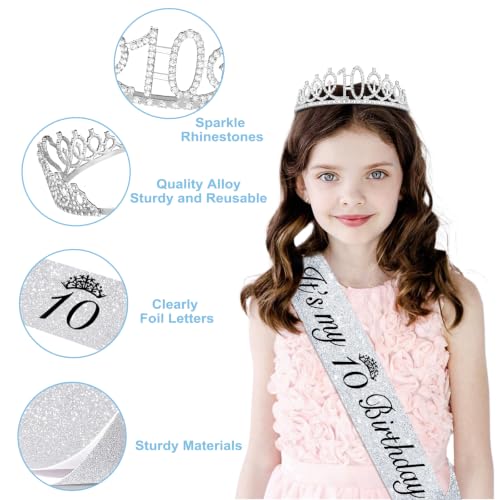 Juesly 10th Birthday Decorations for Girls - Iridescent Silver 49pcs | Variation 10XC