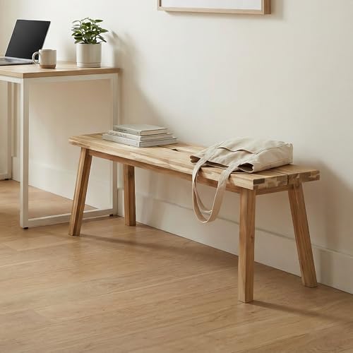 47-Inch Solid Acacia Wood Bench for Entryway, Dining, or Plant Stand