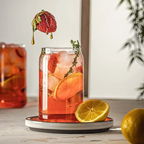 Set of 6 Can-Shaped Drinking Glasses, 16oz Clear Glass Cups for Cocktails