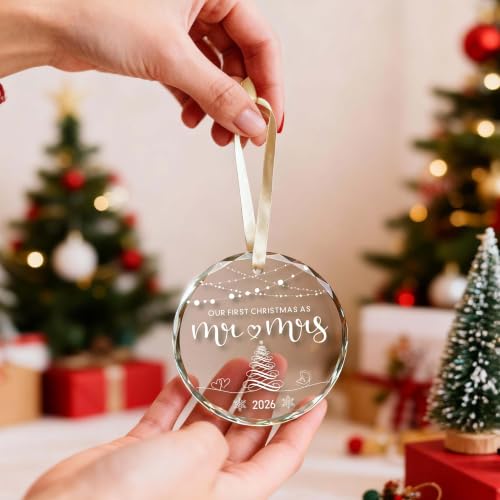 Our First Christmas Mr & Mrs Ornament 2026 Wedding Gift - Bridal Shower & Newlywed Decoration