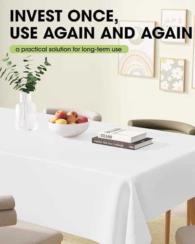 White Rectangle Polyester Tablecloth 60" x 102" (2 Pack) - Washable Cover