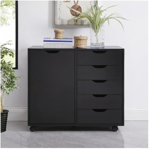 5-Drawer Mobile Storage Cabinet with Adjustable Shelf and Printer Stand
